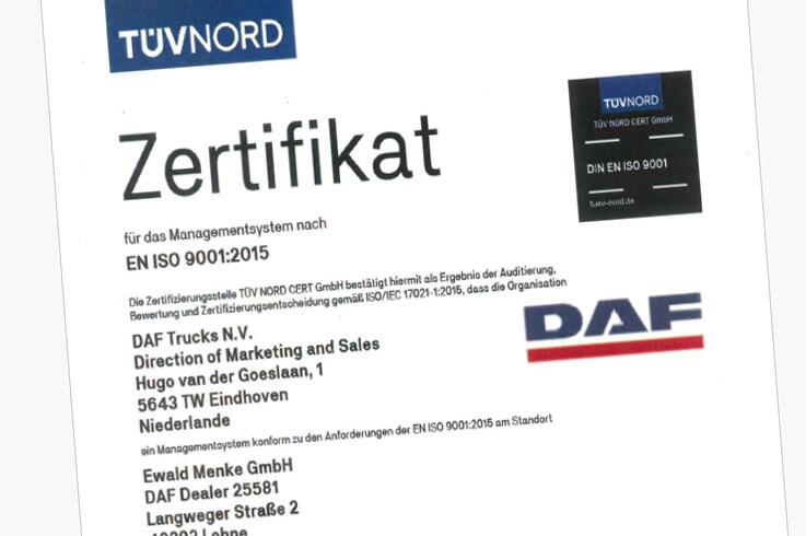 Urkunde ISO 9001 Zertifizierung